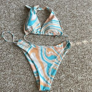 70s theme triangle tie bikini